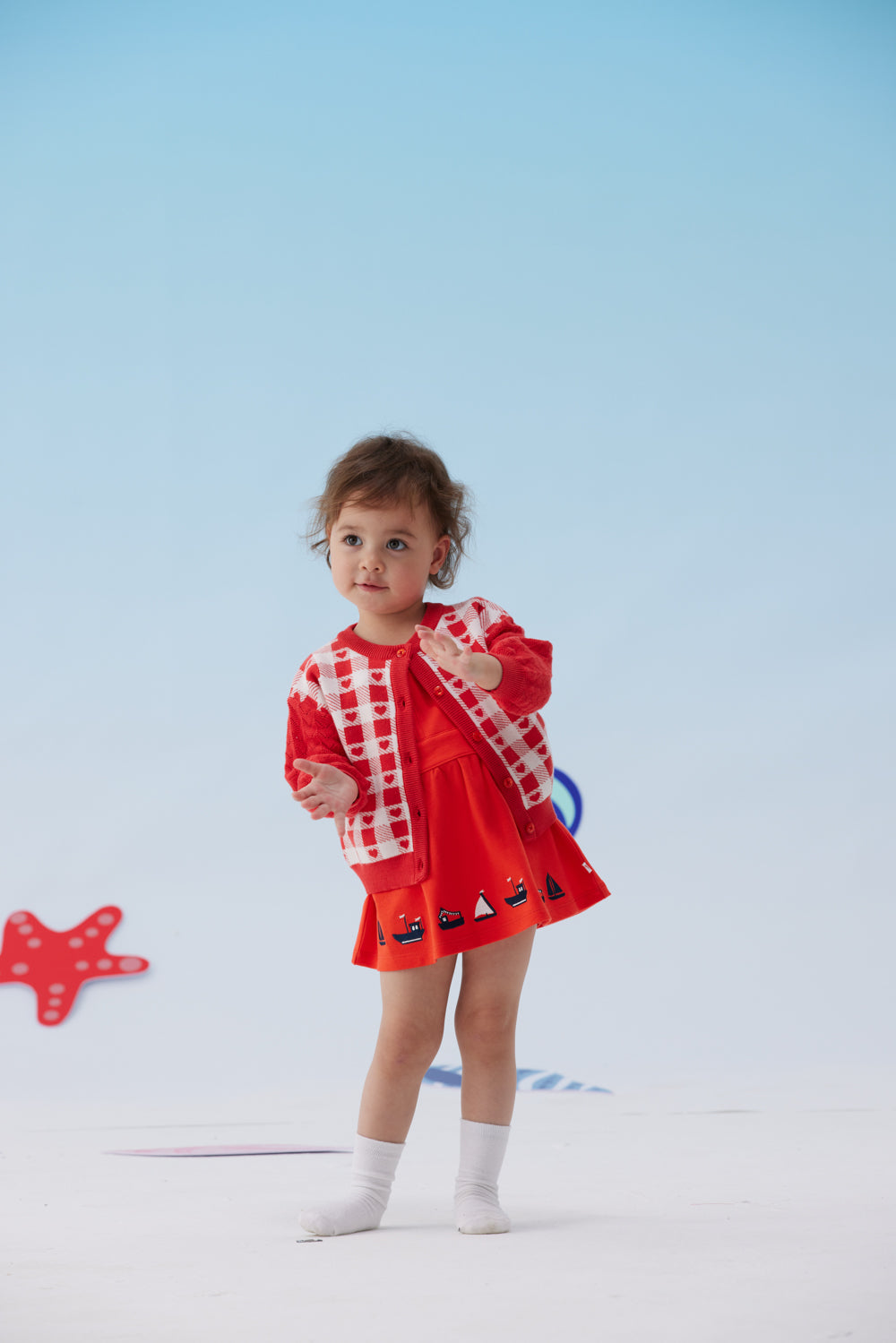 VAUVA Vauva SS24 - Baby Girl Plaid Long Sleeve Cardigan (Red) Cardigan