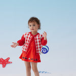 VAUVA Vauva SS24 - Baby Girl Plaid Long Sleeve Cardigan (Red) Cardigan