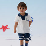 VAUVA Vauva SS24 - Baby Sailor Style T-Shirt & Shorts Set Combination Clothes Set
