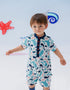 VAUVA Vauva SS24 - Baby Boy Short Sleeves Whale Printed Romper (Blue) Romper