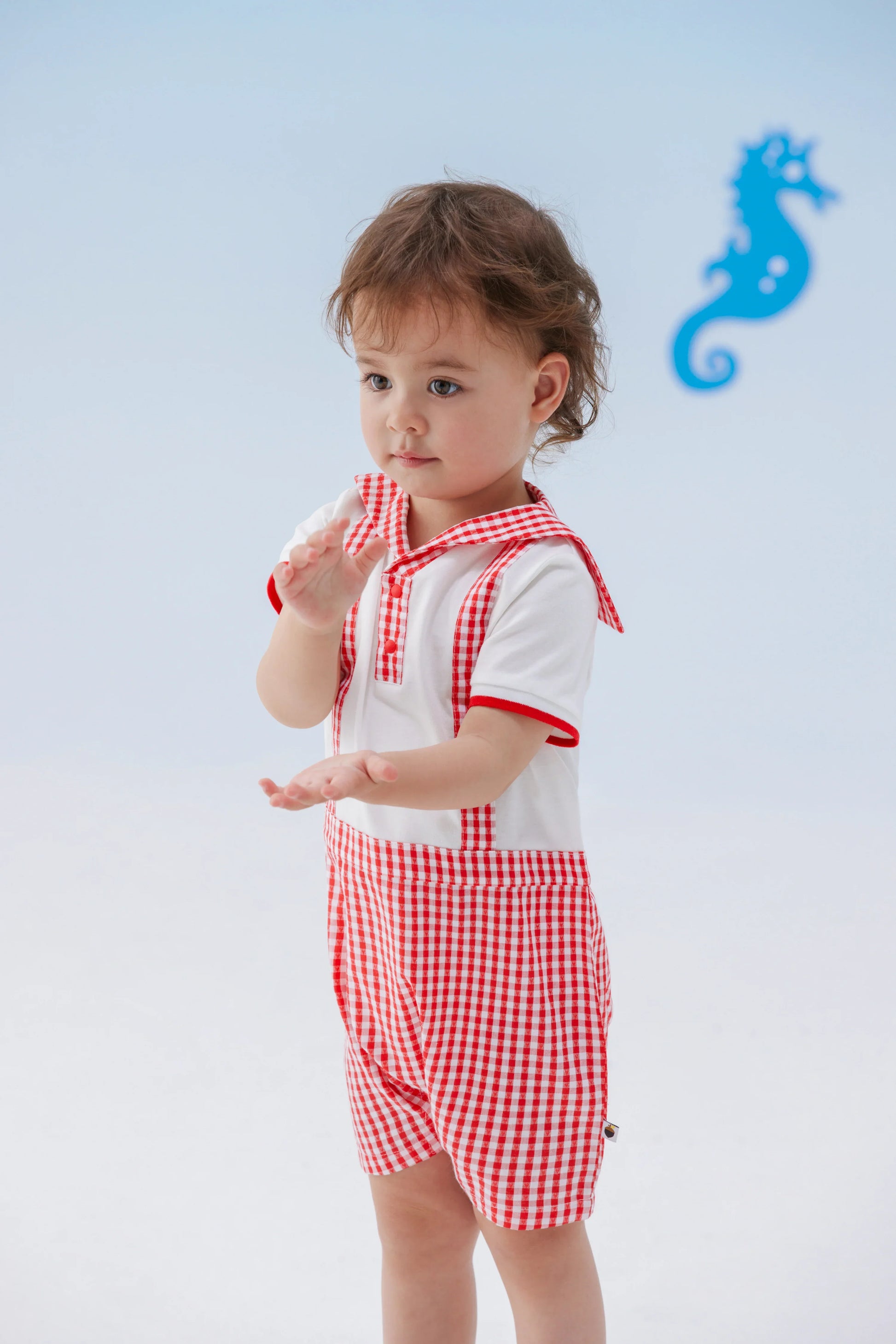 VAUVA Vauva SS24 - Baby Plaid Pattern Short Sleeve Romper Romper