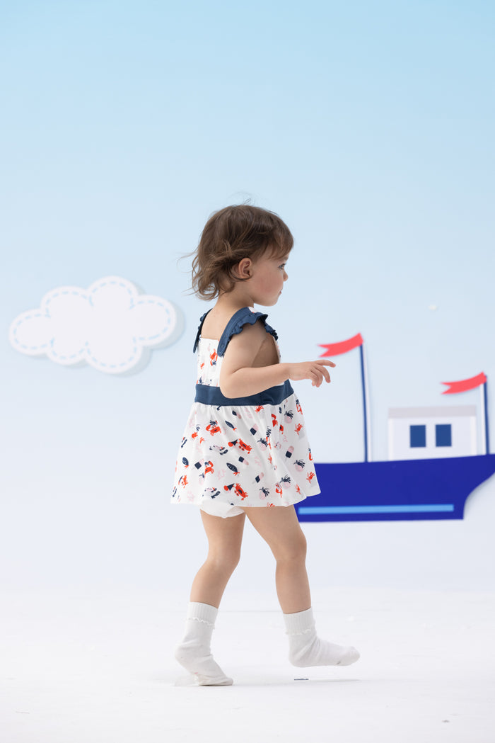 VAUVA Vauva SS24 - Baby Girl Crab Print Tank Dress (Blue) Dress