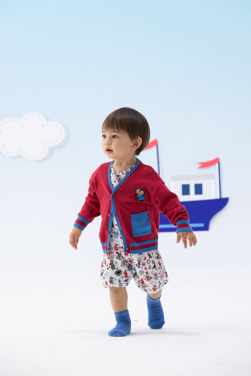 Vauva x Moomin Vauva x Moomin - Baby Thingumy &amp; Bob Embroidered Cardigan (Red) CARDIGAN