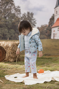Vauva x Moomin FW23 - Baby Boys Moomin Padded Jacket with Hood (Folk Blue) model front