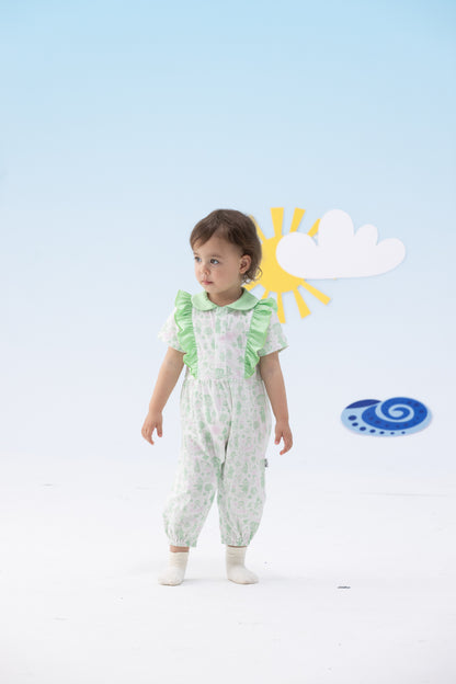 Vauva x Moomin Vauva x Moomin - Baby Girl All Over Print Short Sleeve Romper - Green Romper