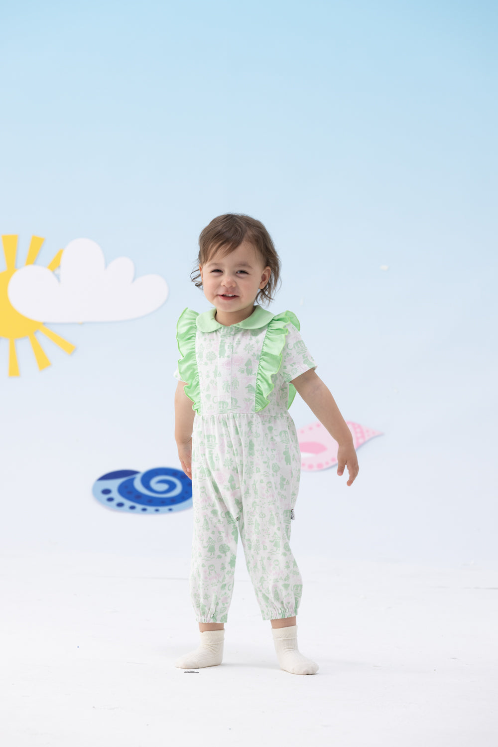 Vauva x Moomin Vauva x Moomin - Baby Girl All Over Print Short Sleeve Romper - Green Romper