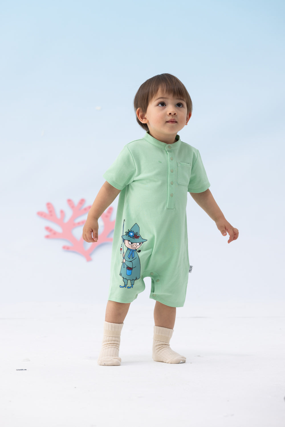 Vauva x Moomin Vauva x Moomin - Baby Boy Snufkin Print Romper - Pastel Green Romper