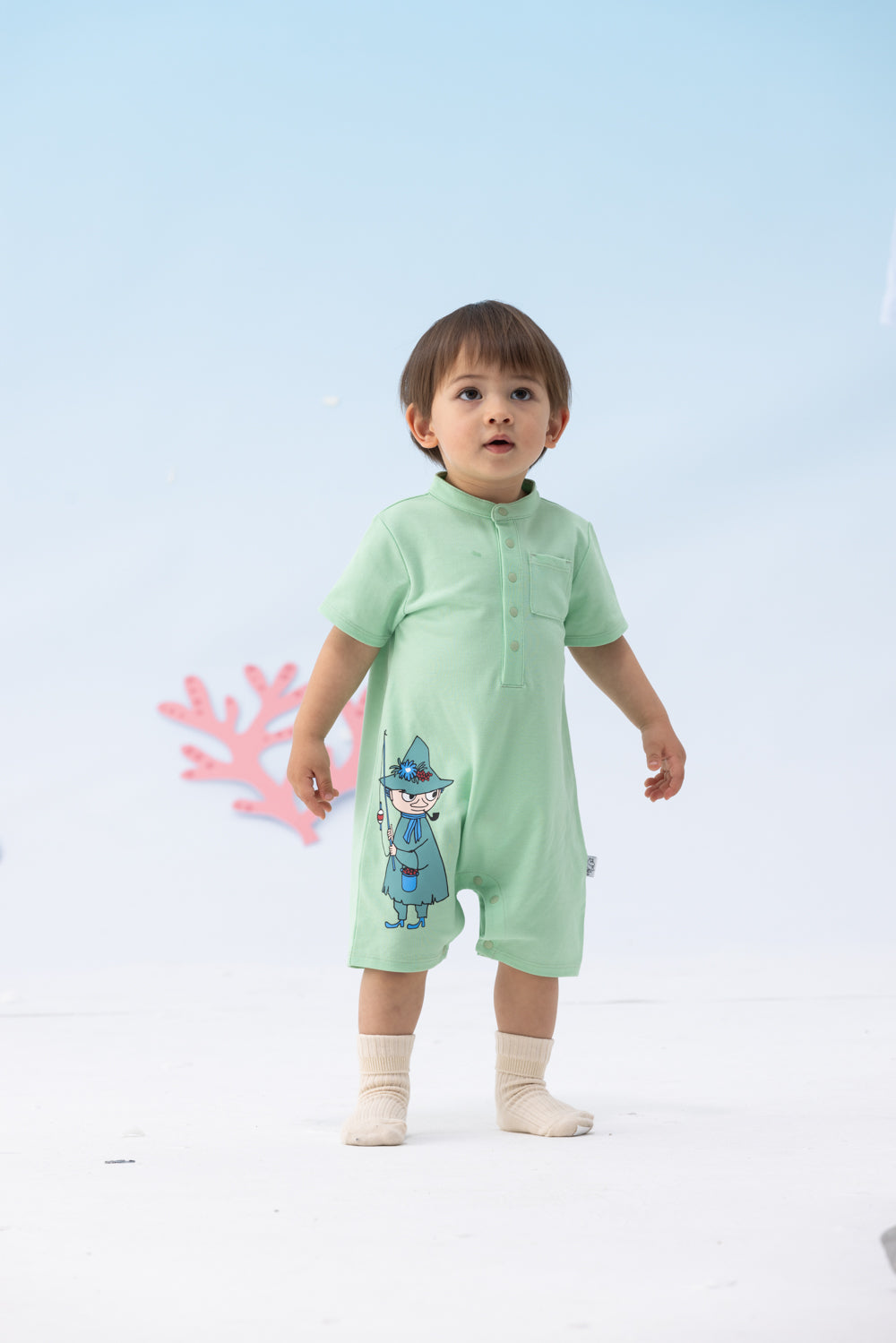 Vauva x Moomin Vauva x Moomin - Baby Boy Snufkin Print Romper - Pastel Green Romper