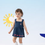 VAUVA Vauva SS24 - Baby Girl Sailor Hook Embroidered Tank Dress (Blue) Dress