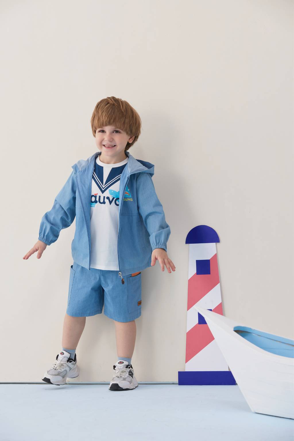 VAUVA Vauva SS24 - Toddler Shark Plain Print Jacket - Blue Jacket