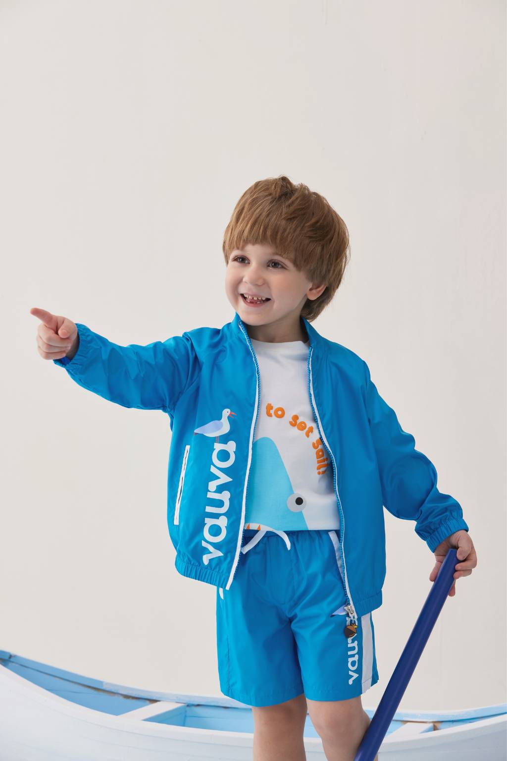 VAUVA Vauva SS24 - Toddler Vauva Logo Print UV Protection Jacket - Blue Coat &amp; Jacket