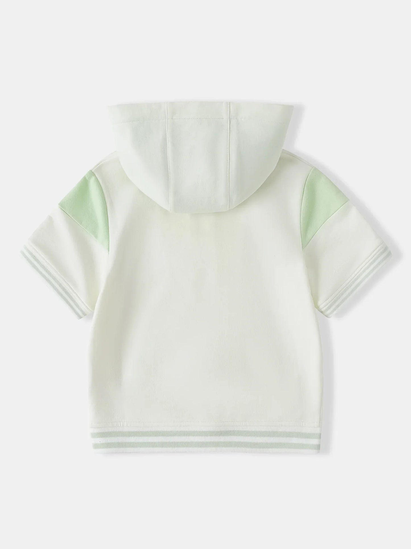 Kid Short Sleeve Logo Embroidery Zipped Hoodie