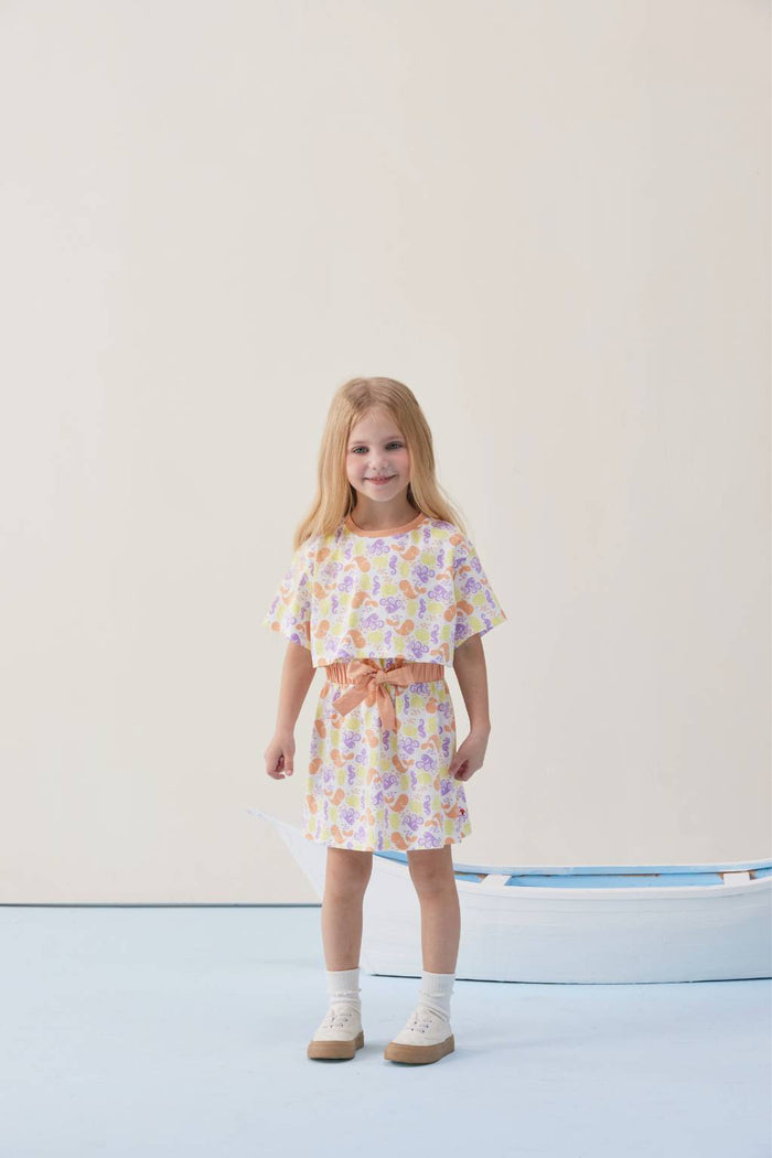 VAUVA Vauva SS24 - Toddler Girl Ocean All Over Print Short Sleeve Dress Dresses