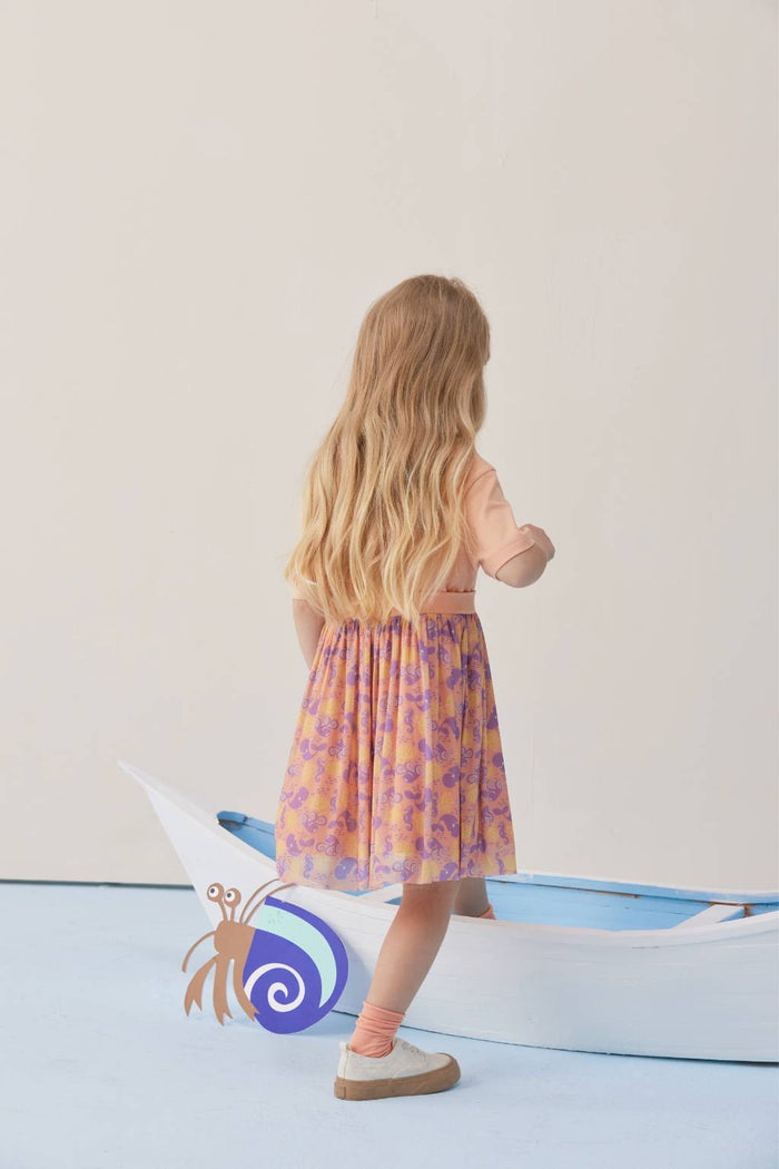 VAUVA Vauva SS24 - Toddler Girl Summer Dreams Embroidered Short Sleeve Dress - Apricot Dresses