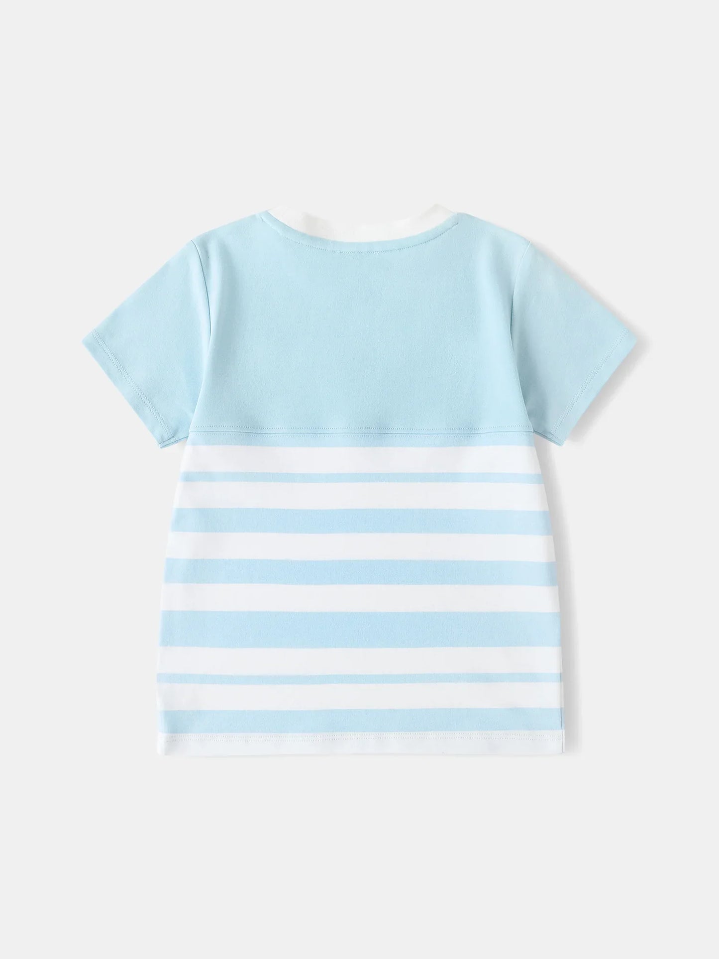 Kid Short Sleeve Watermelon Embroidery Two-Tone Tee