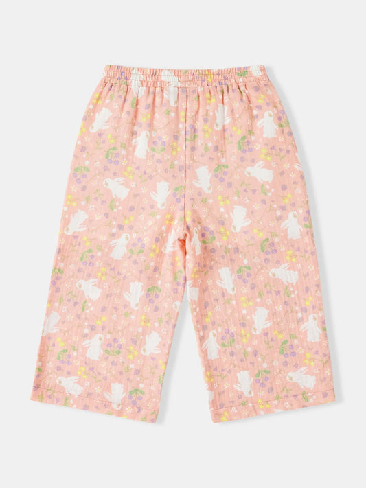 Girls All-Over Bunny Print Flare Pants