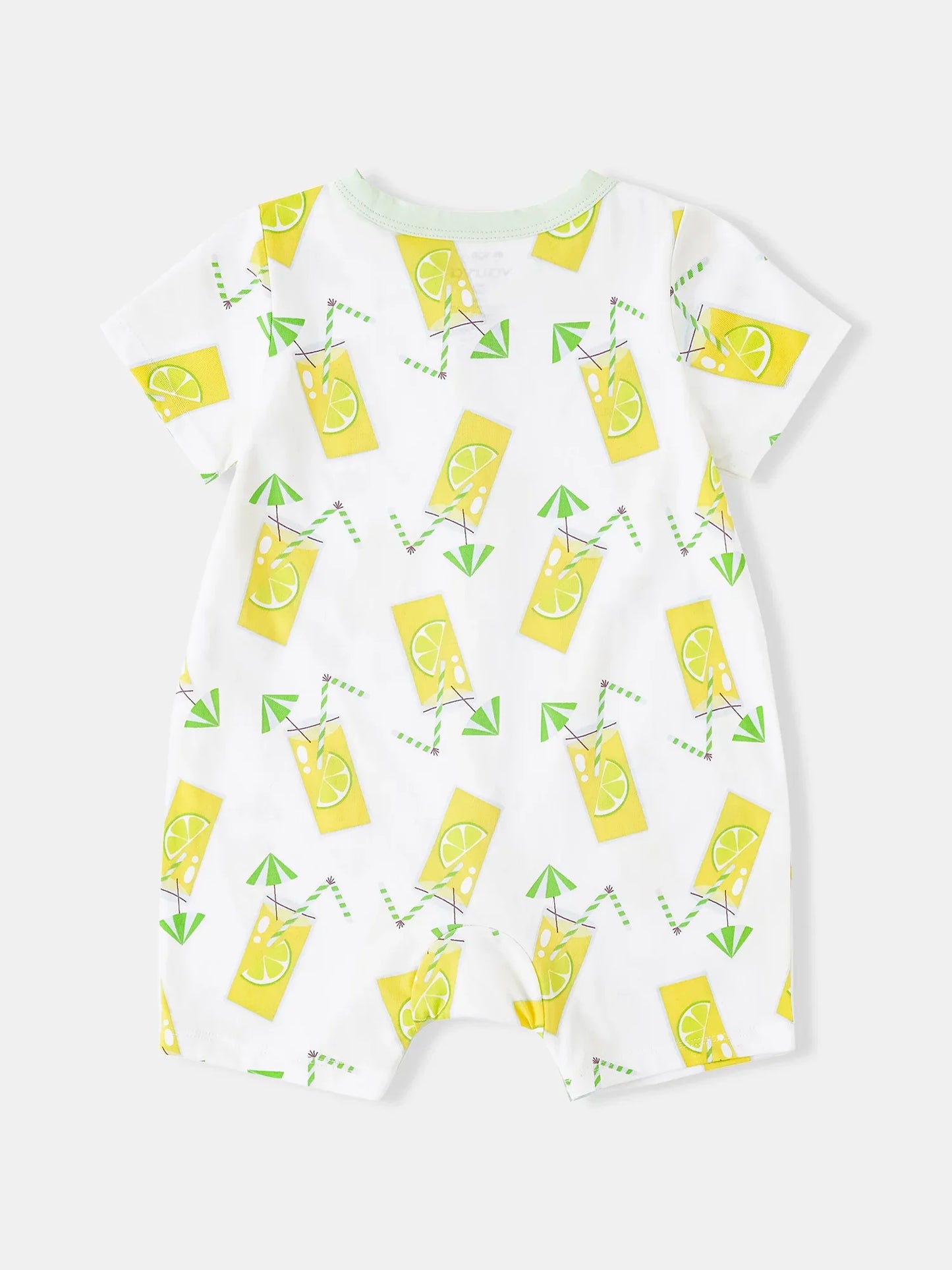 Baby Short Sleeve All-Over Lemon Tea Print Romper
