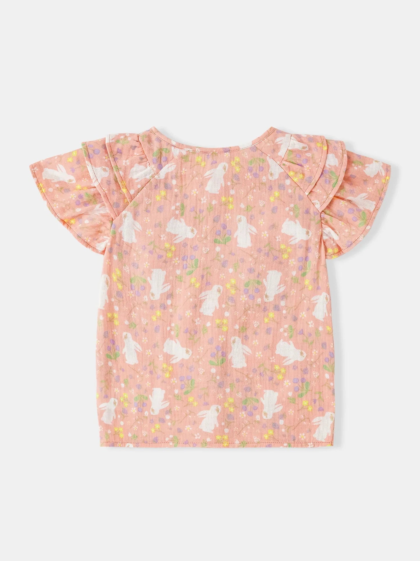 Girls All-Over Bunny Print Frills Top