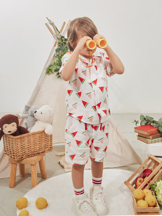 Kid Short Sleeve All-Over Watermelon Print Shirt