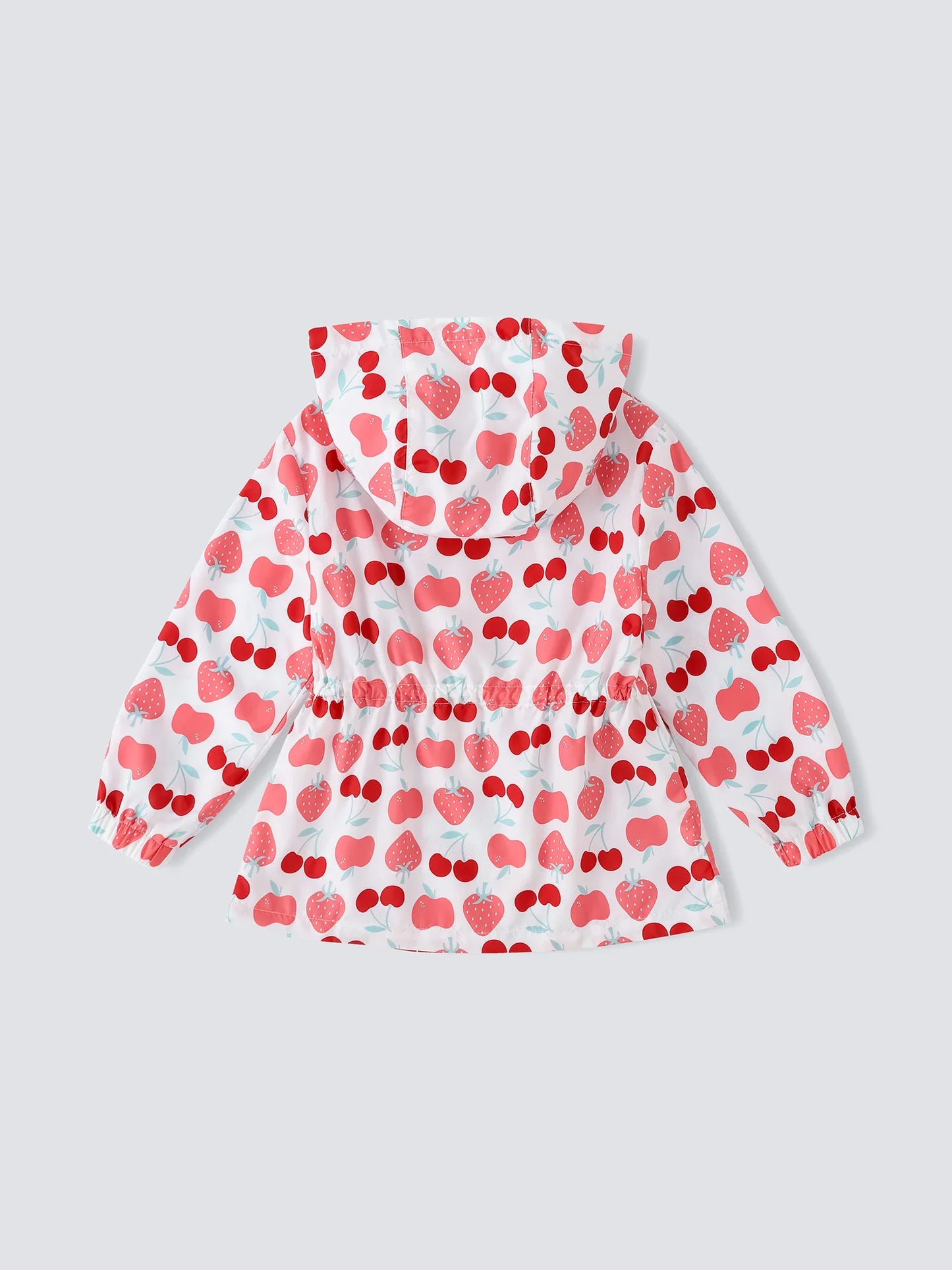 Girls All-Over Berries Print Zipped Windbreaker