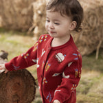 VAUVA Vauva FW23 - Baby Girls Farm Jacquard Cotton Cashmere Jacket (Red) Coat & Jacket