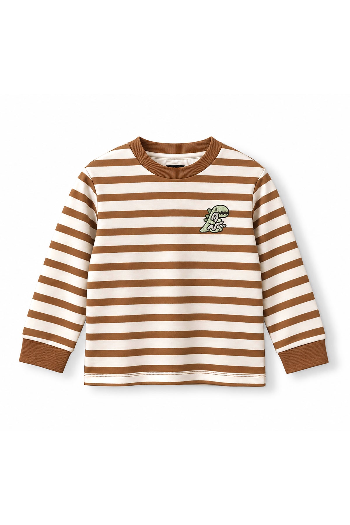 Boys Striped Dino Badge Long Sleeve T-Shirt