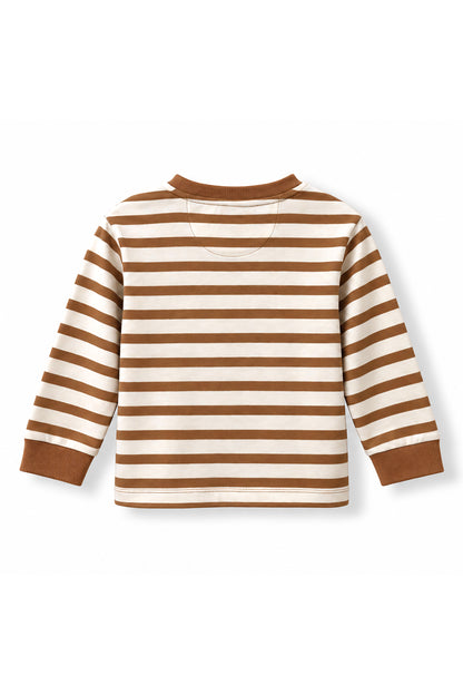 Boys Striped Dino Badge Long Sleeve T-Shirt