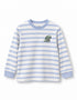 Boys Striped Dino Badge Long Sleeve T-Shirt