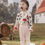 VAUVA Vauva FW23 - Baby Girls Pinwheel All Over Print Long Sleeve Knit Jacket (White) Coat & Jacket