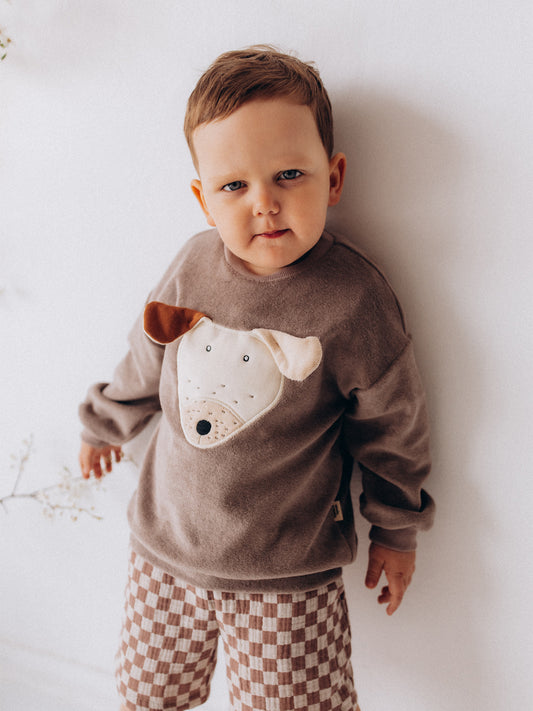 Terry Oversized Sweater With Dog (GOTS)