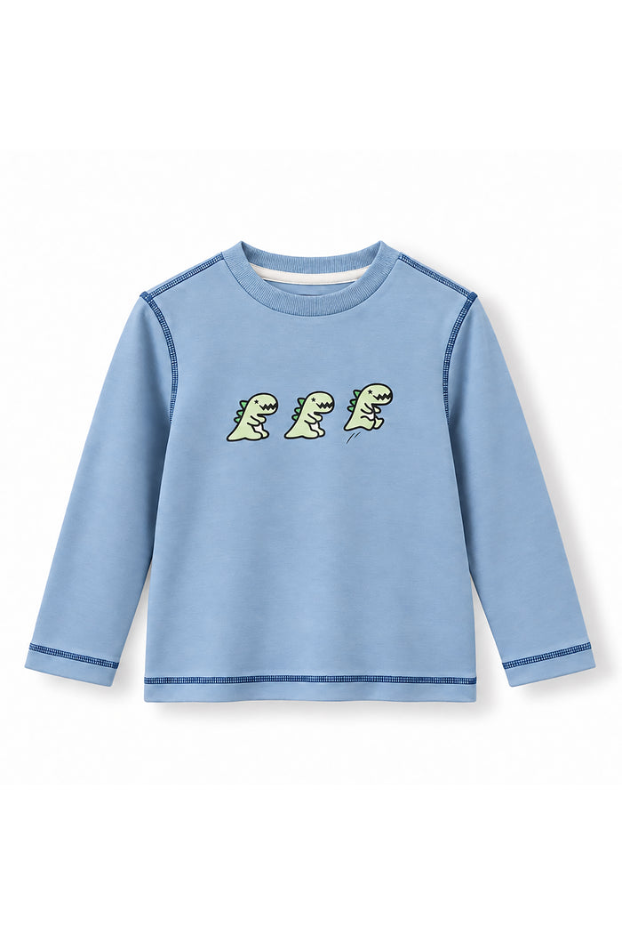 Boys Dinos Contrast Stitch Long Sleeve T-Shirt