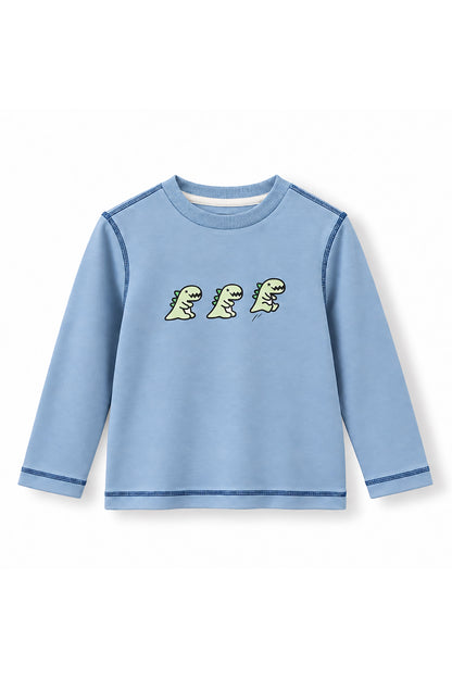 Boys Dinos Contrast Stitch Long Sleeve T-Shirt