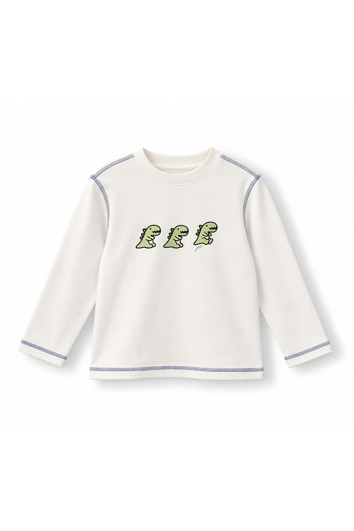 Boys Dinos Contrast Stitch Long Sleeve T-Shirt