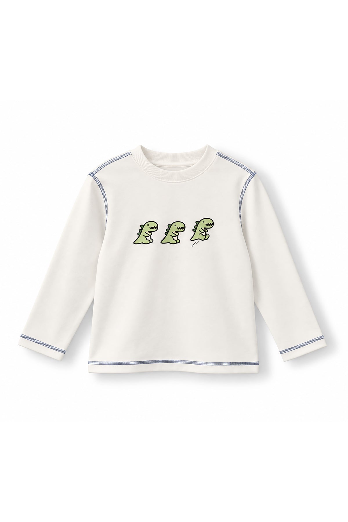 Boys Dinos Contrast Stitch Long Sleeve T-Shirt
