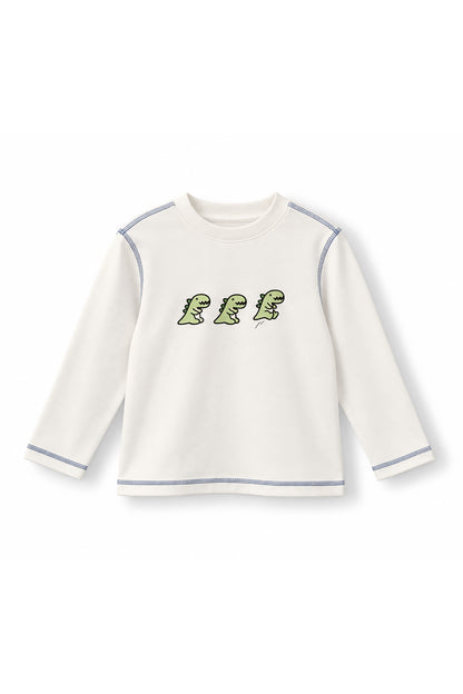 Boys Dinos Contrast Stitch Long Sleeve T-Shirt