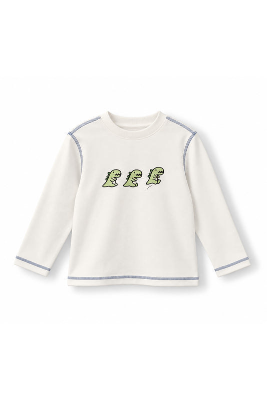 Boys Dinos Contrast Stitch Long Sleeve T-Shirt