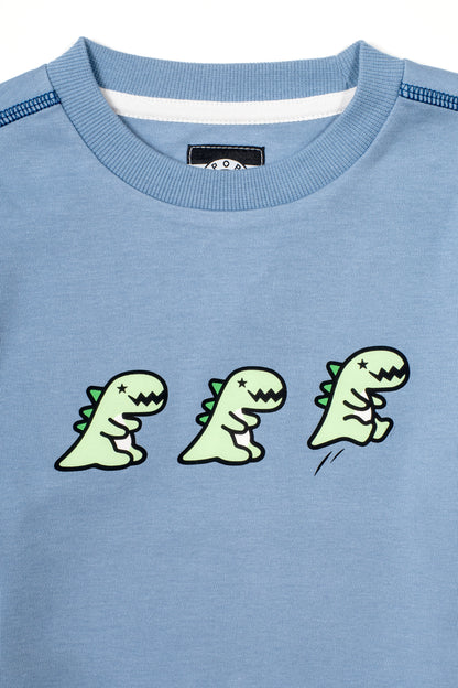 Boys Dinos Contrast Stitch Long Sleeve T-Shirt