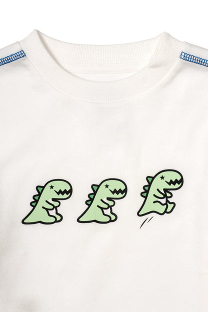 Boys Dinos Contrast Stitch Long Sleeve T-Shirt