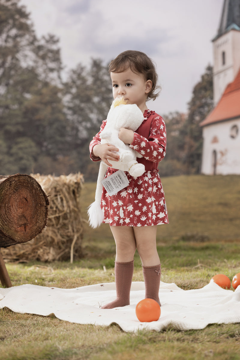 Vauva x Moomin FW23 - Baby Girls Cotton Long Sleeve Bodysuit (Red) model front - 2