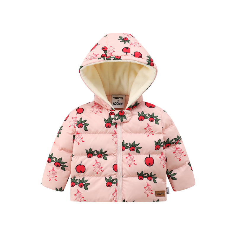 Vauva x Moomin FW23 - Baby Girls Moomin All Over Print Padded Coat with Hood (Pink) product image front