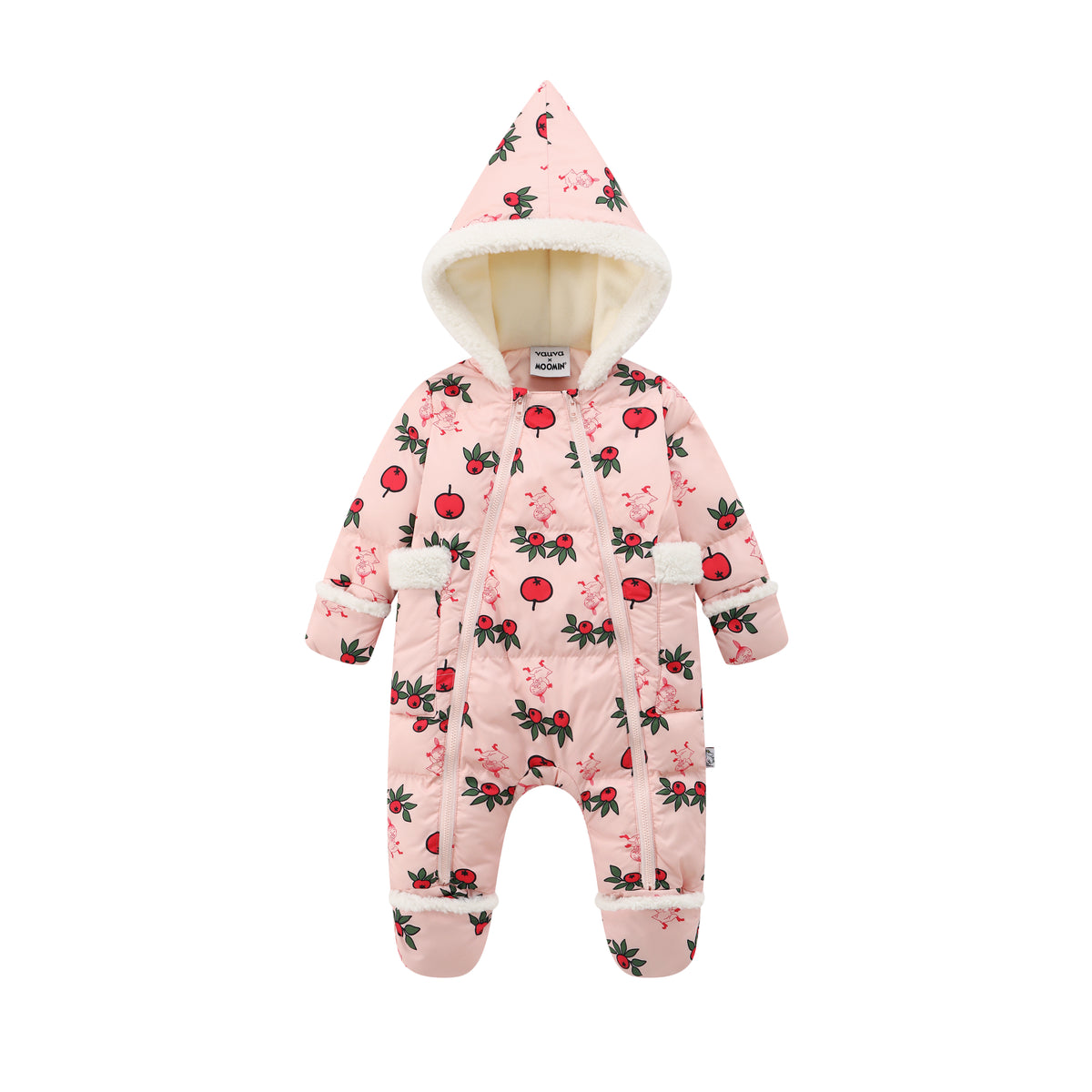 Vauva x Moomin FW23 - Baby Girls Long Sleeve Padded Romper (Pink) product image front