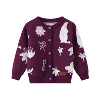 Vauva x Moomin FW23 - Baby Girls Moomin Pattern Long Sleeve Knit Jacket (Purple) product image front