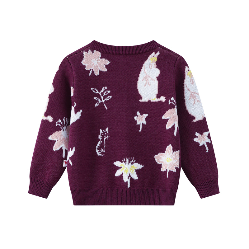 Vauva x Moomin FW23 - Baby Girls Moomin Pattern Long Sleeve Knit Jacket (Purple) product image back