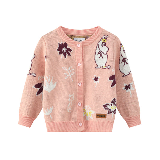 Vauva x Moomin Vauva x Moomin FW23 - Baby Girls Moomin Pattern Long Sleeve Knit Jacket (Pink) Coat & Jacket