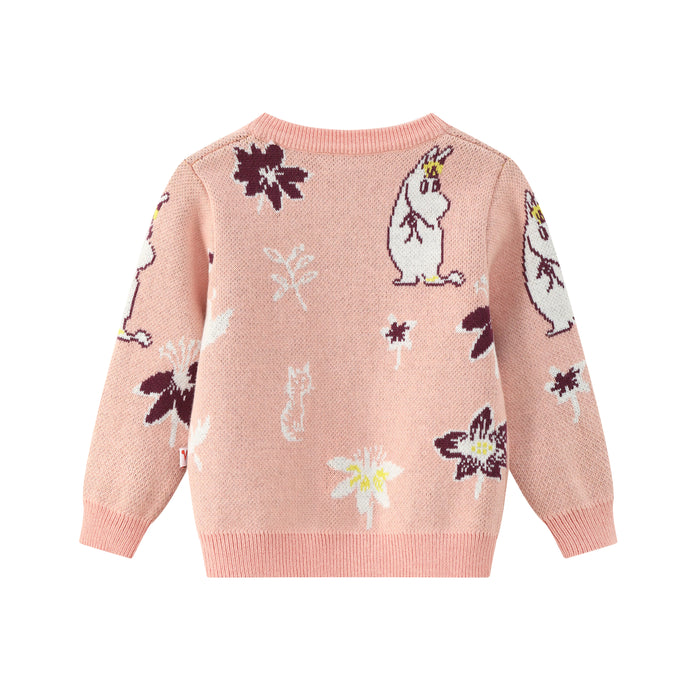 Vauva x Moomin FW23 - 女嬰姆明圖案長袖針織外套 （粉紅色）