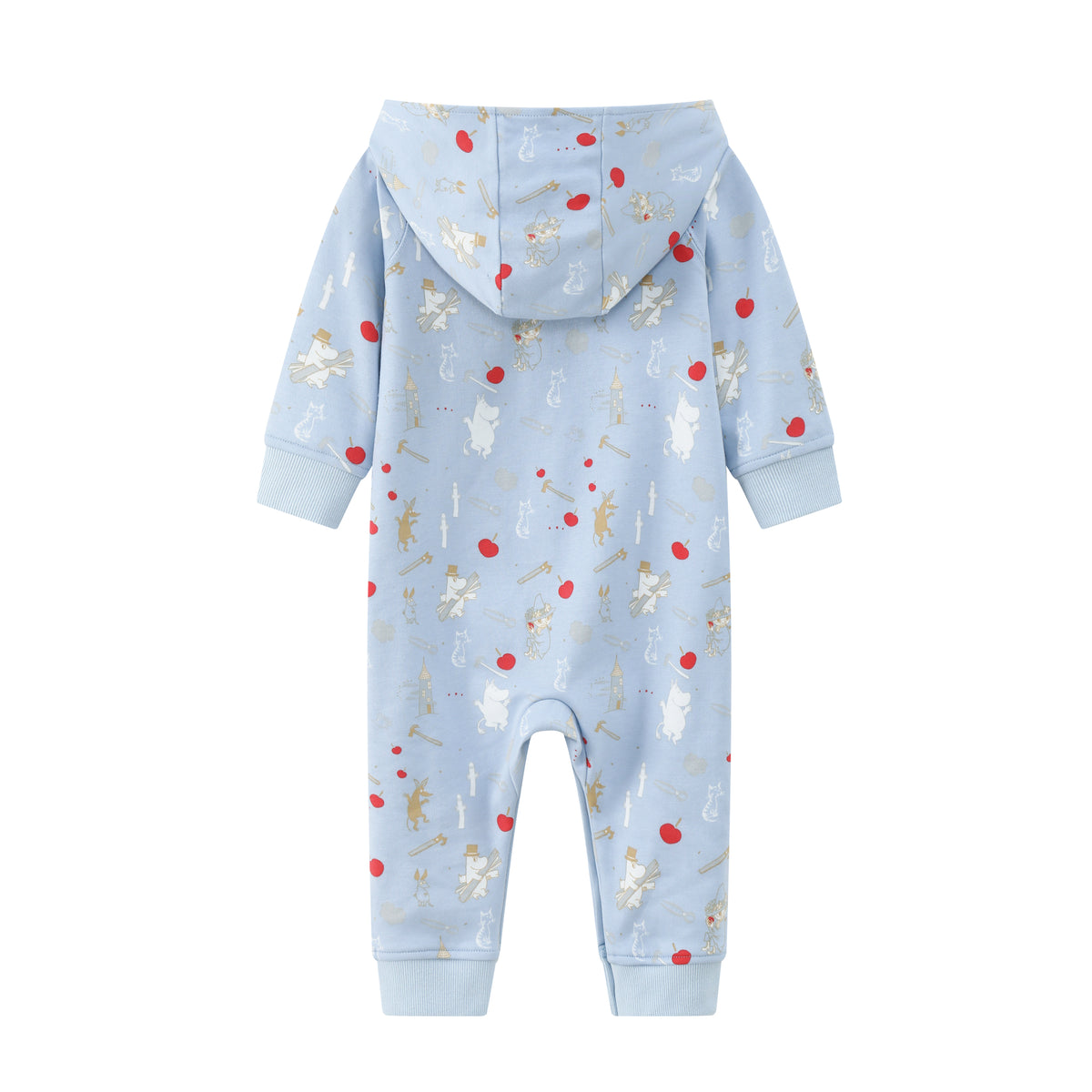 Vauva x Moomin FW23 - Baby Boys Moomin All Over Print Cotton Hood Long Sleeve Romper (Blue) product image back