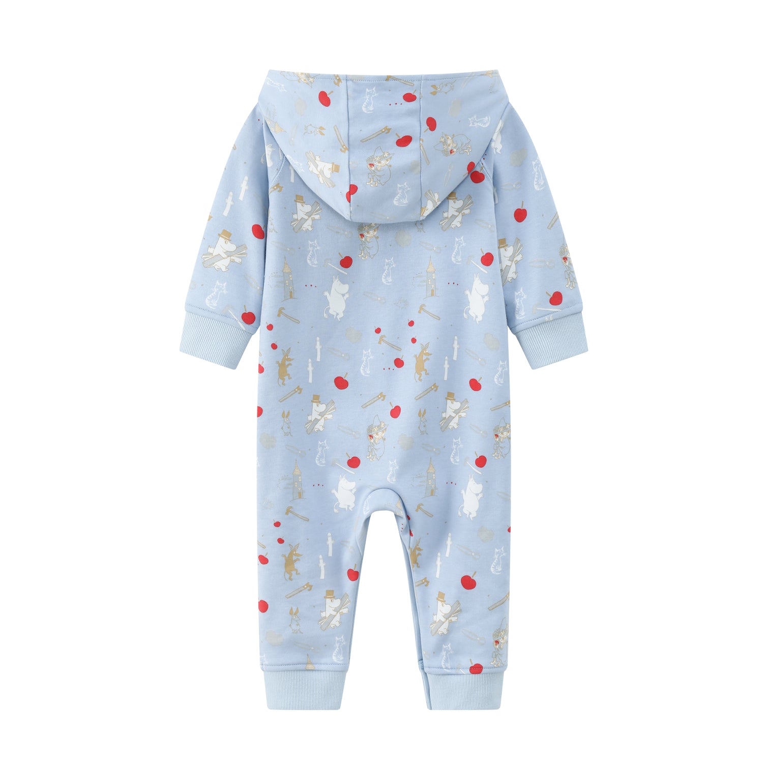 Vauva x Moomin Vauva x Moomin FW23 - Baby Boys Moomin All Over Print Cotton Hood Long Sleeve Romper (Blue) Romper