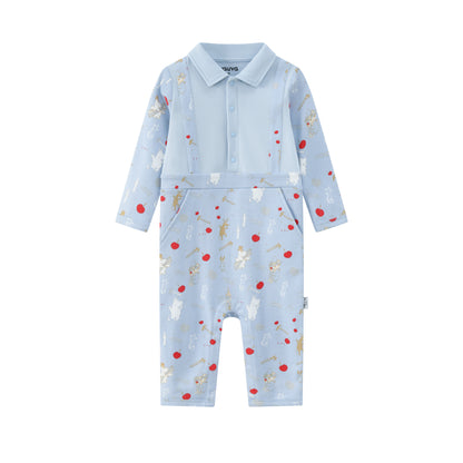 Vauva x Moomin Vauva x Moomin FW23 - Baby Boys Moomin Semi-Print Cotton Long Sleeve Romper (Blue) Romper