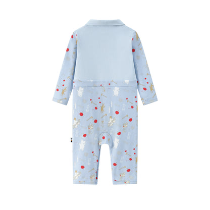 Vauva x Moomin Vauva x Moomin FW23 - Baby Boys Moomin Semi-Print Cotton Long Sleeve Romper (Blue) Romper