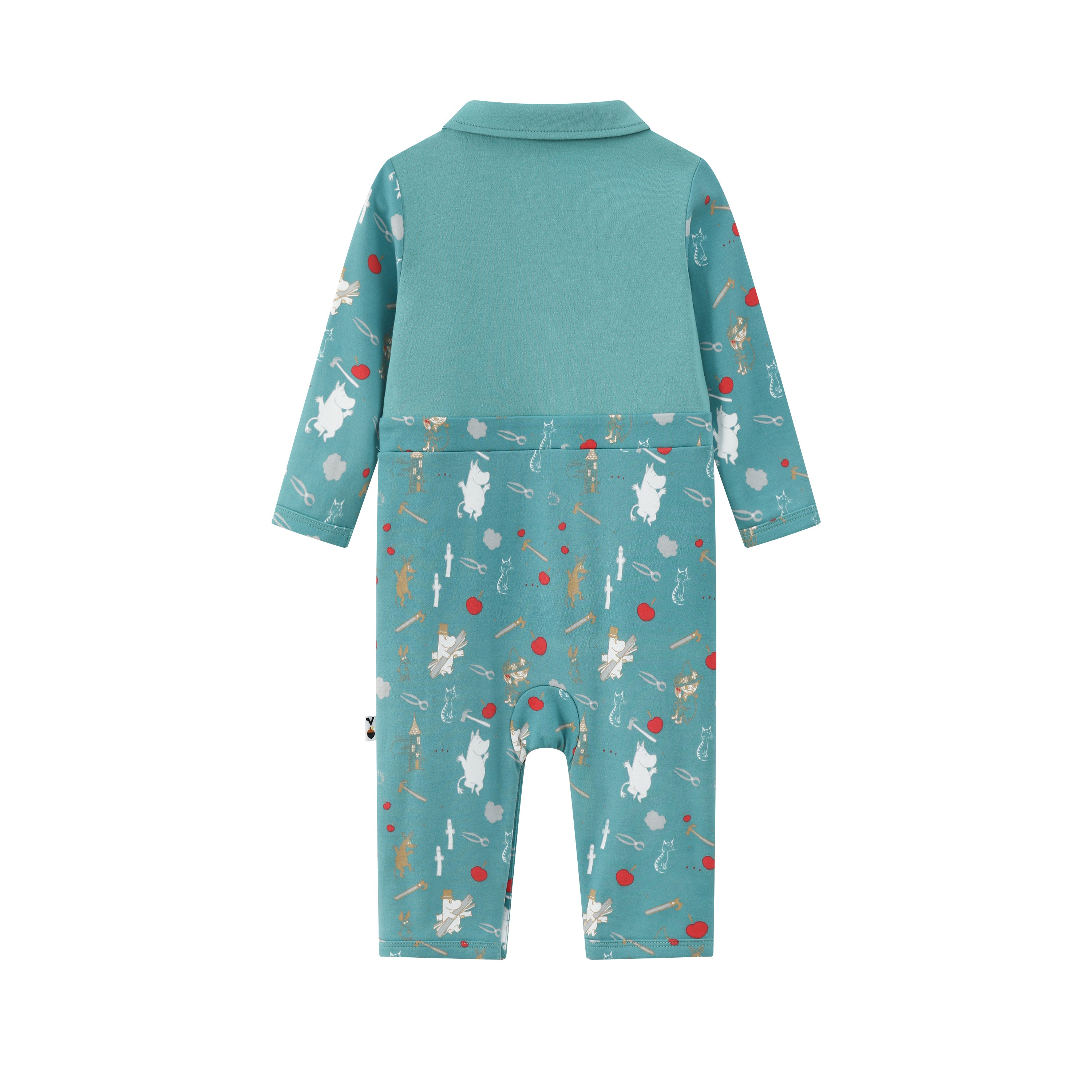 Vauva x Moomin Vauva x Moomin FW23 - Baby Boys Moomin Semi-Print Cotton Long Sleeve Romper (Green) Romper